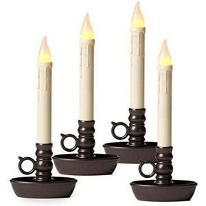 Wind & Weather cordless battery candles, set/4 -- Pewter